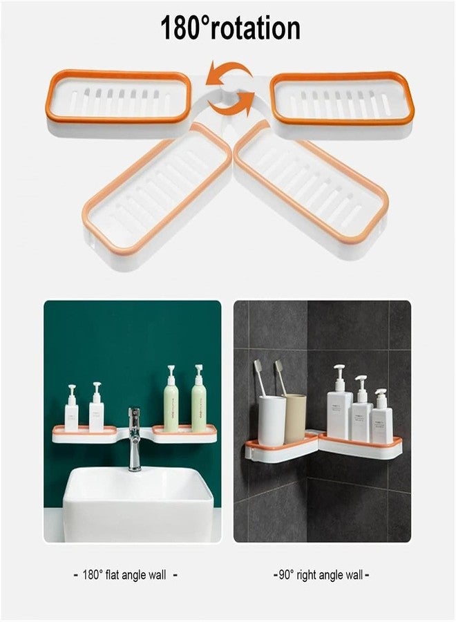MEXONIC Wall Mounted Countertop Corner Dual Purpose Shelf, 180 Degree Rotation Corner Shower Shelves, Bathroom Corner Punch Free Rack Shampoo Storage Rack Holder with Suction Cup (Orange) - Image 3